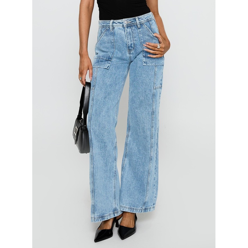 Chad Cargo Jeans Mid Wash Denim