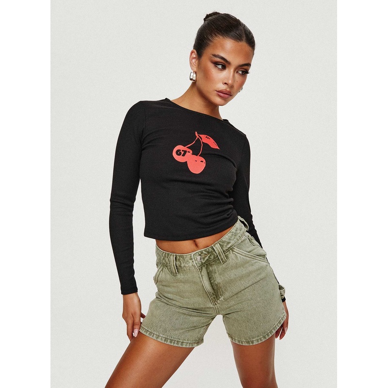 Lou Carpenter Denim Shorts Washed Green