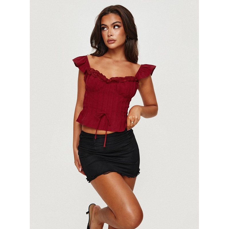 Meredith Ruched Mini Skirt Black