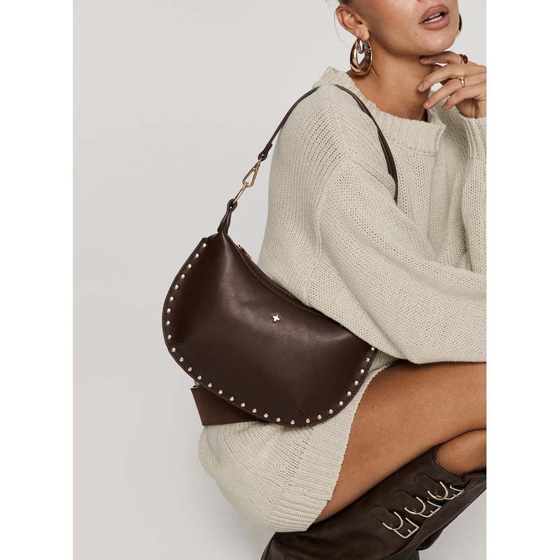 Oracle Studded Shoulder Bag Chocolate