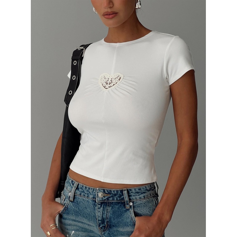 We Could Go Lace Detail Top White