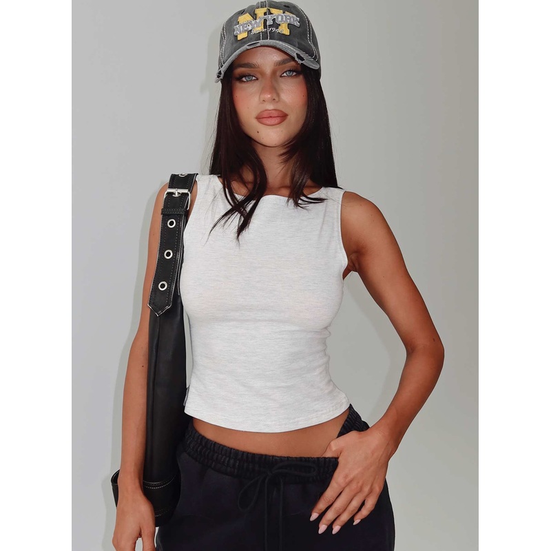 Bleeker High Neck Top Grey Marle