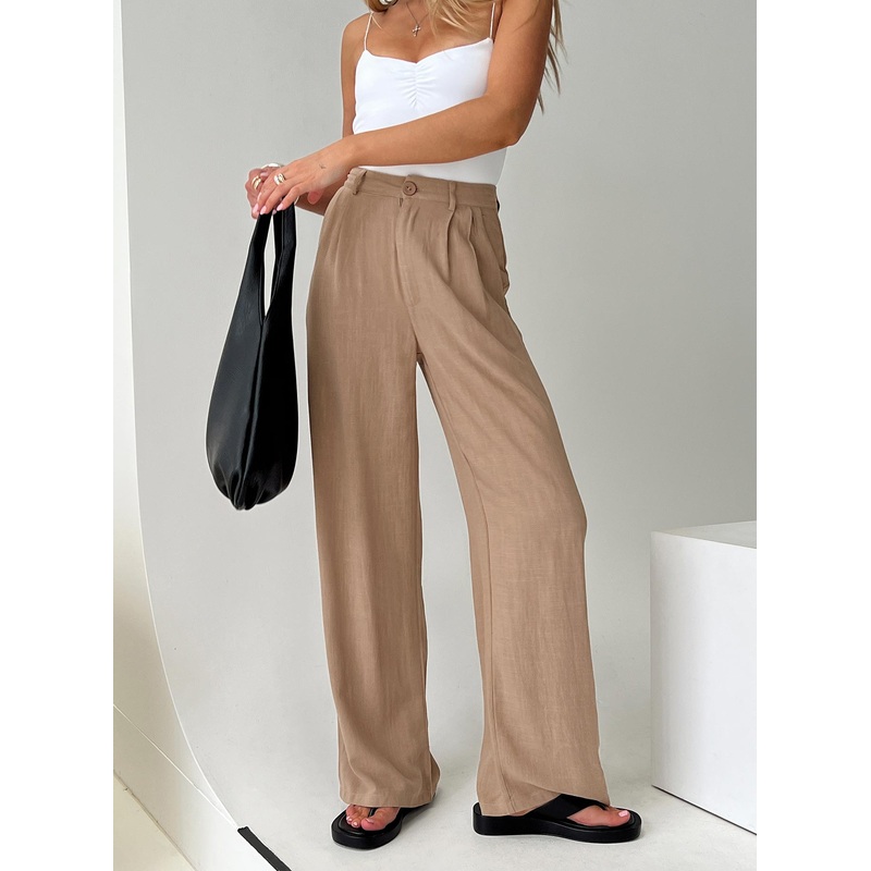 Brenda Linen Blend Pants Beige