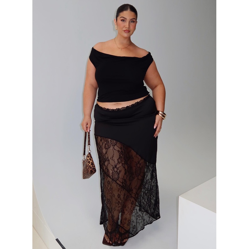 Castelli Lace Maxi Skirt Black Curve