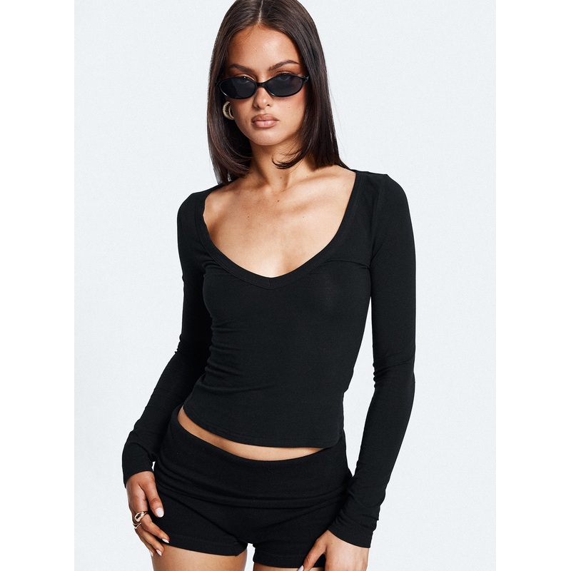 Count Me In Long Sleeve Top Black
