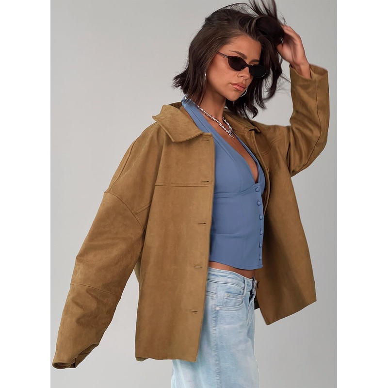 Huntsville Faux Suede Jacket Brown