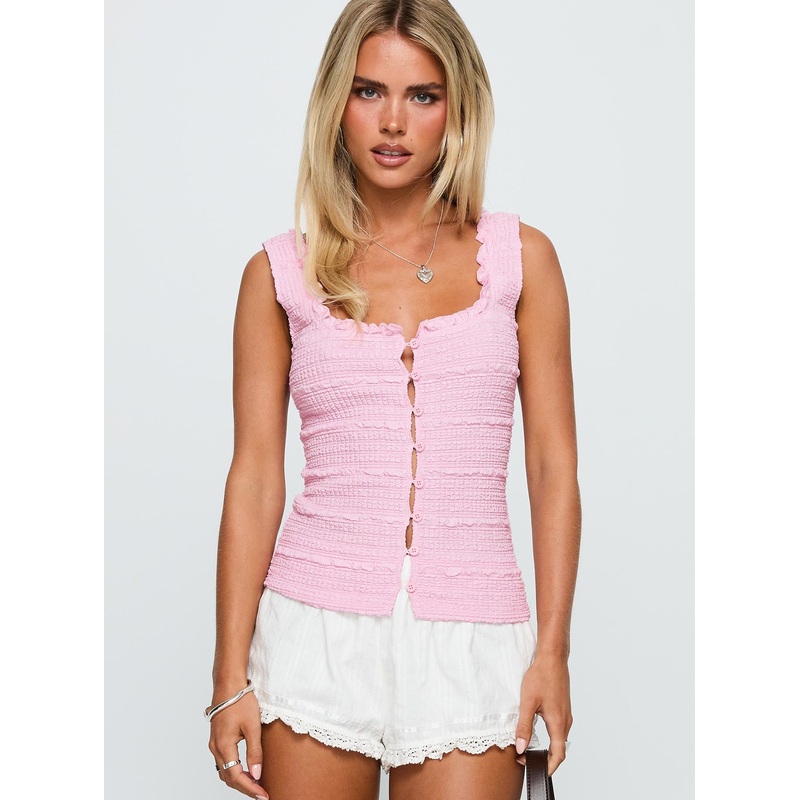 Lost Frontier Button Up Top Pink