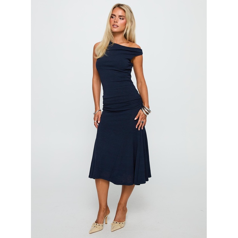 Lustrous Life Off Shoulder Set Navy