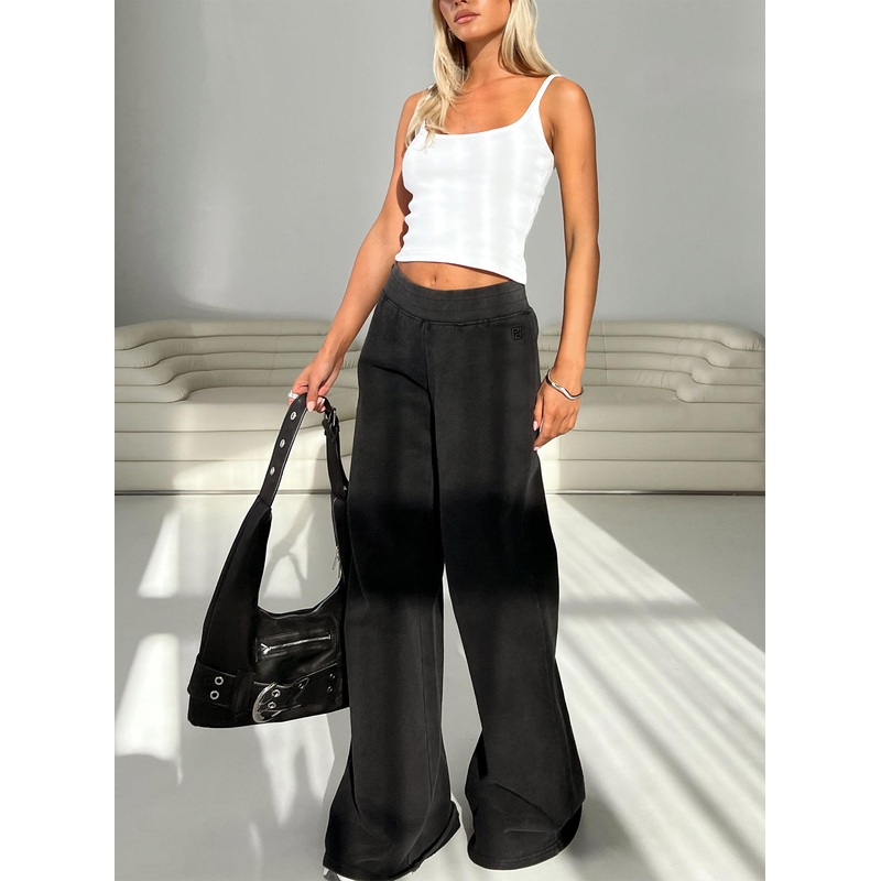 Summits Flared Track Pants Washed Black