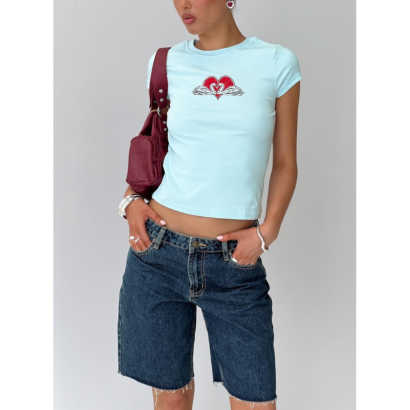 Sweet Swans Baby Tee Blue