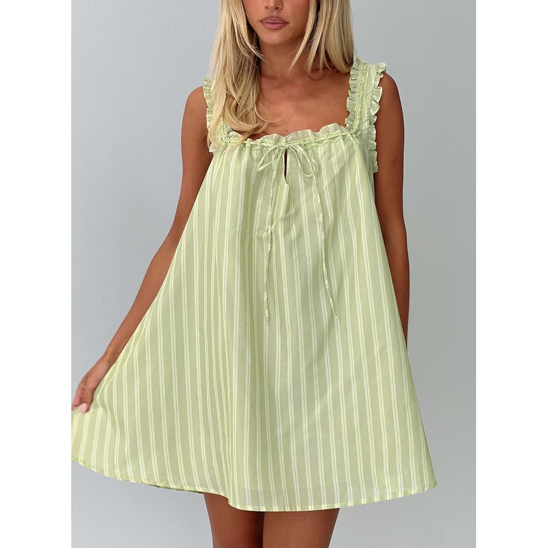 Swing Mini Dress Green Stripe