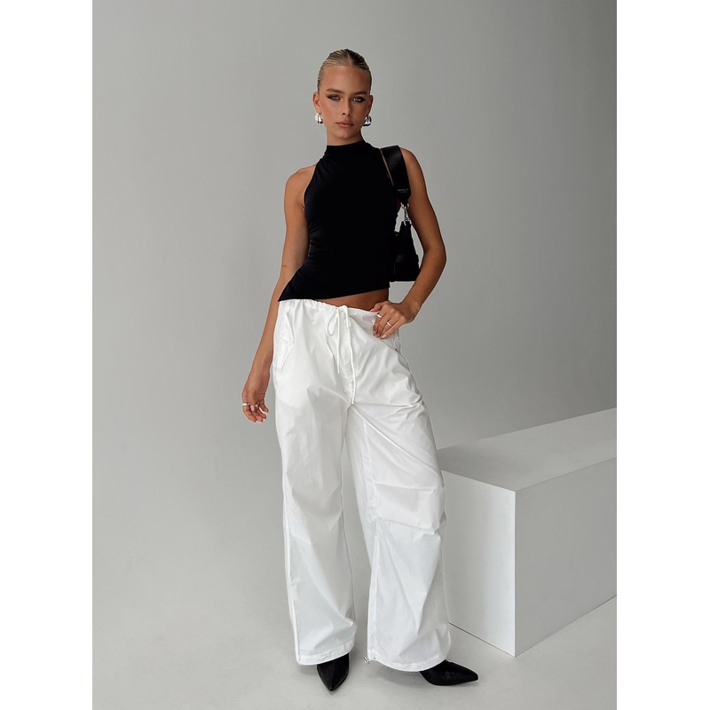 Blessings Tie Front Cotton Pant White