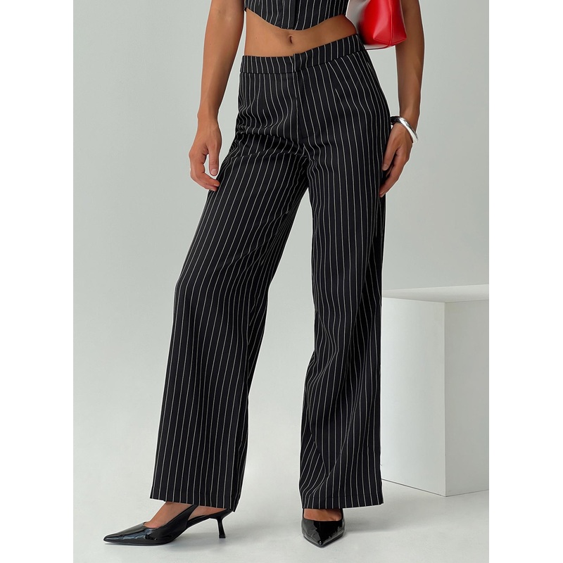 Kimia Pants Black / White Pinstripe