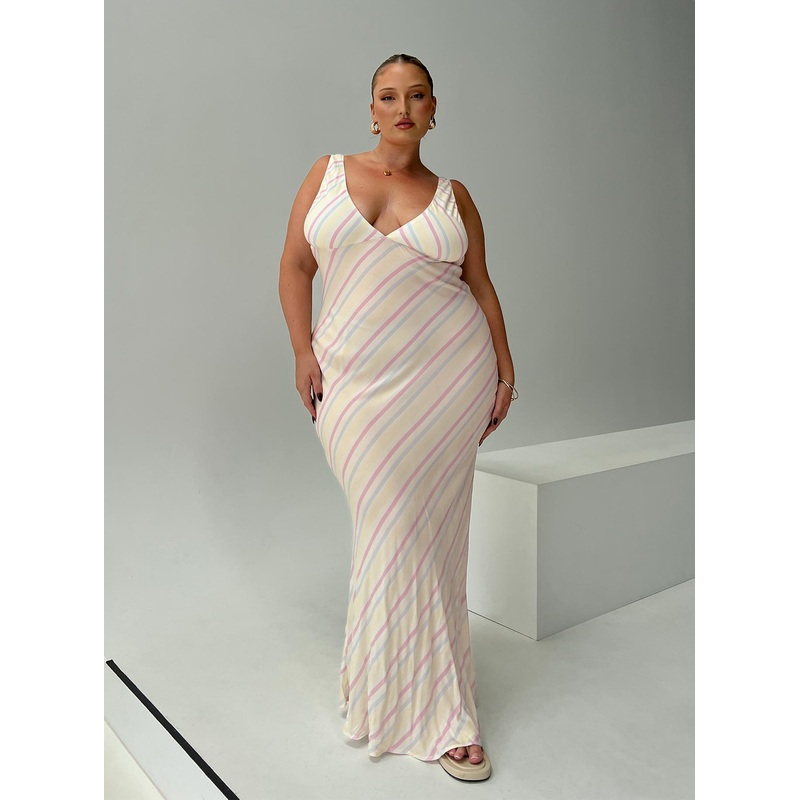 Lovelle Bias Cut Maxi Dress White Curve