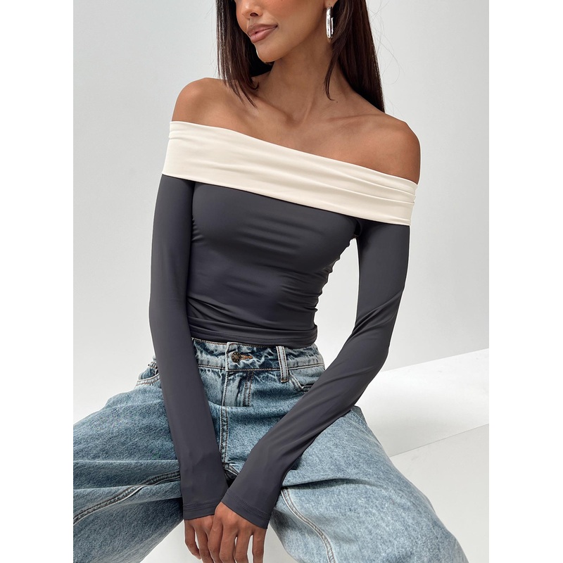 Machado Off The Shoulder Top Slate / Beige