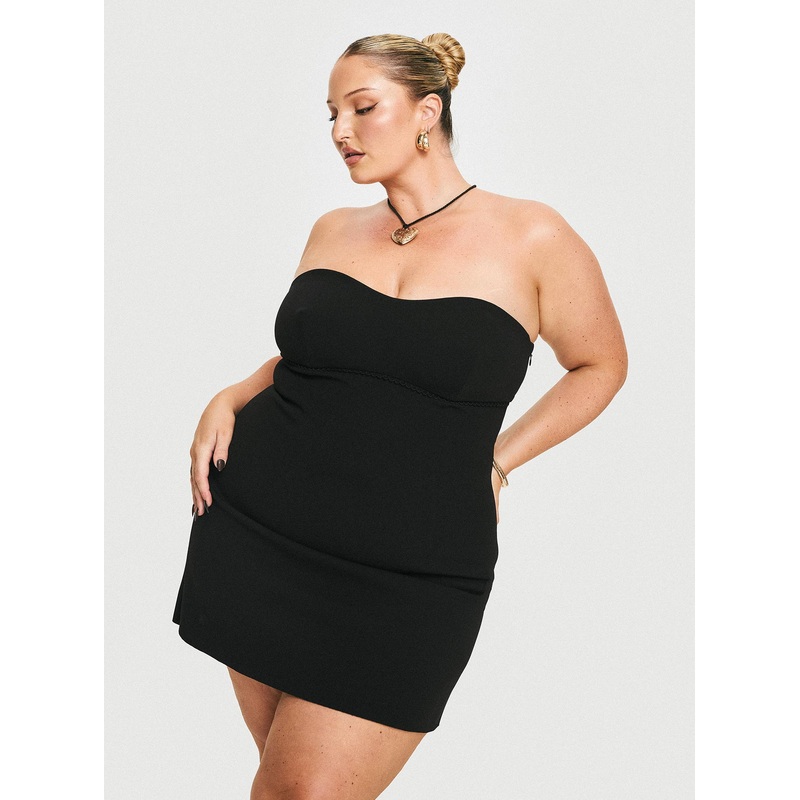 Simple Sweetheart Mini Dress Black Curve