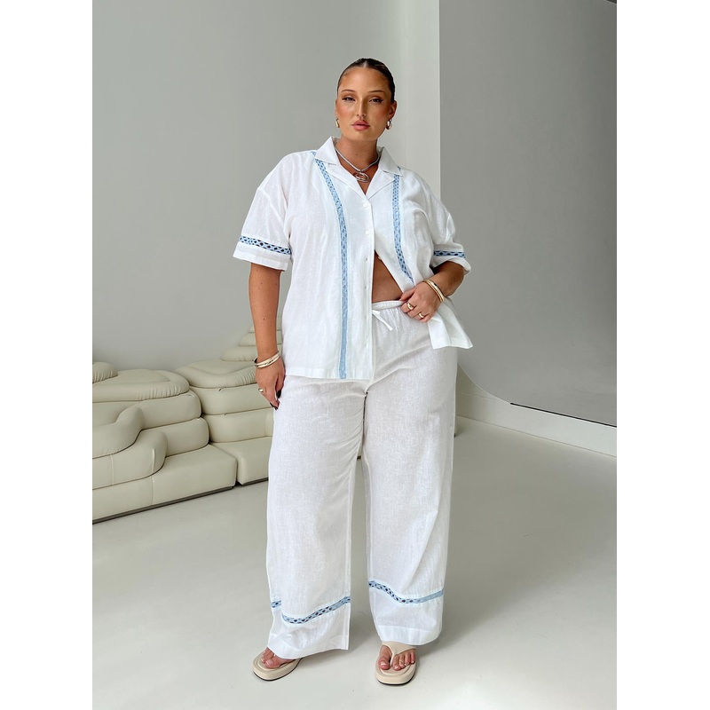 Sun Time Pants White / Blue Curve