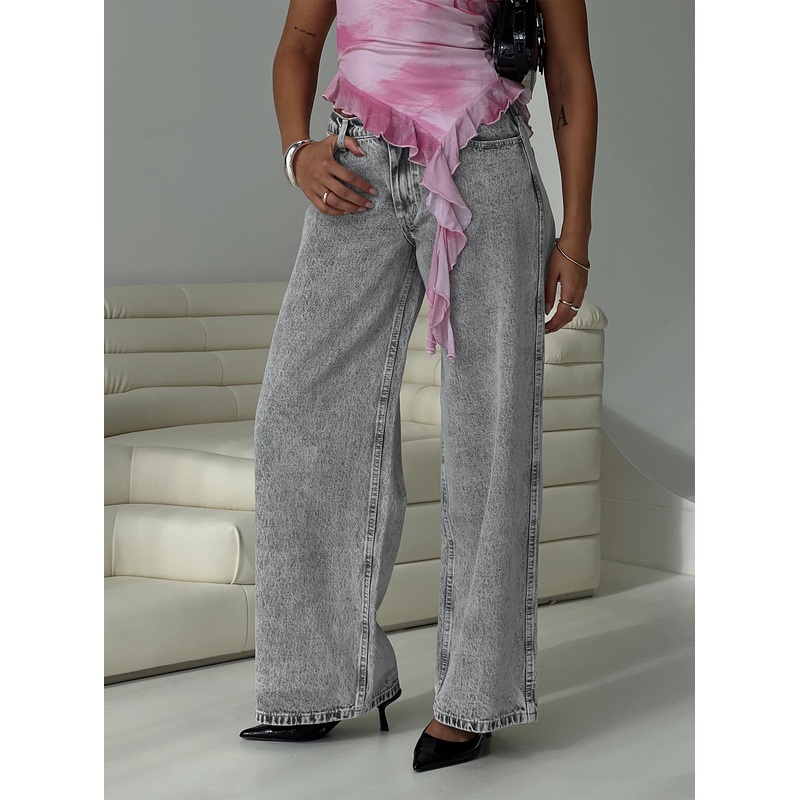Brayden Low Wise Relaxed Jeans Grey Acid Wash