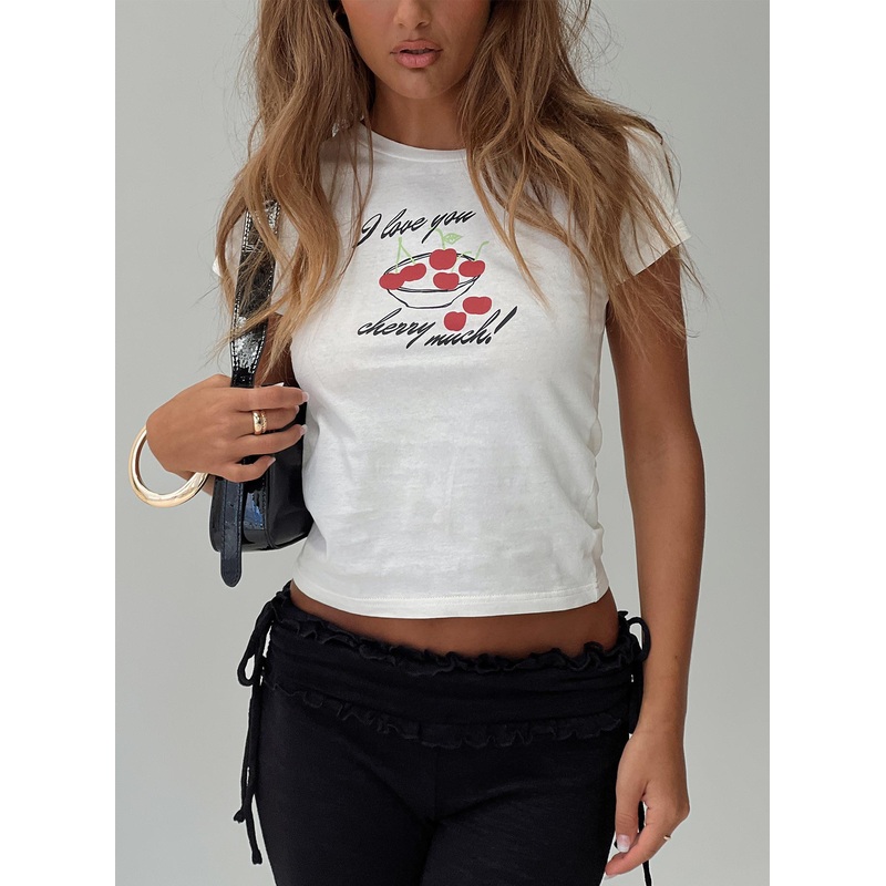 Cherry Much Tee White