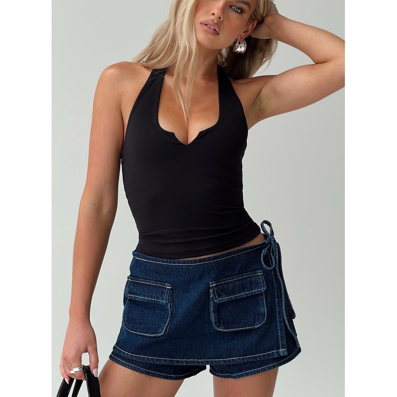 Evangelene Halter Top Black