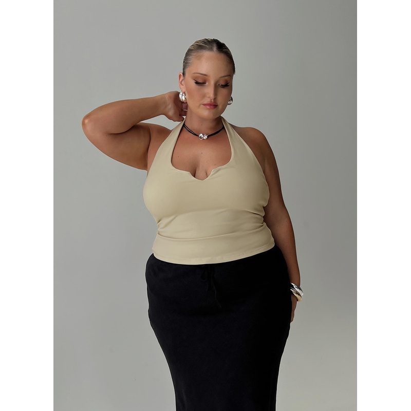 Evangelene Halter Top Ecru Curve