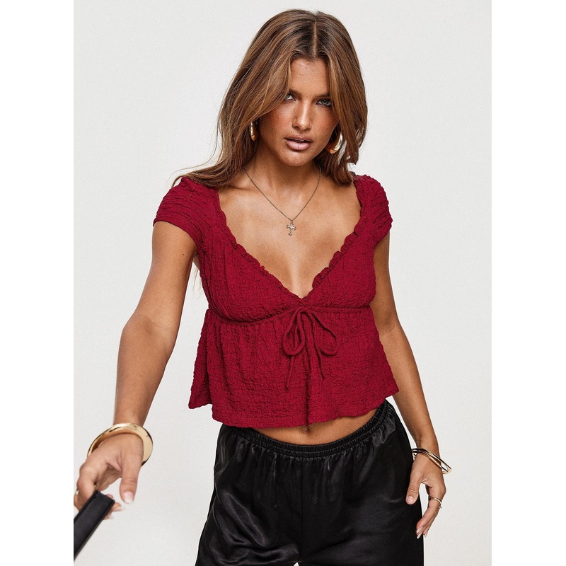 Kellan Cap Sleeve Top Red