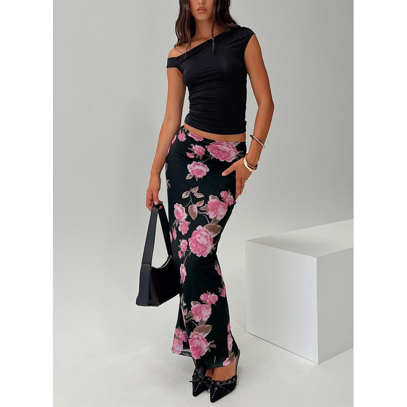 Modalla Maxi Skirt Black Floral