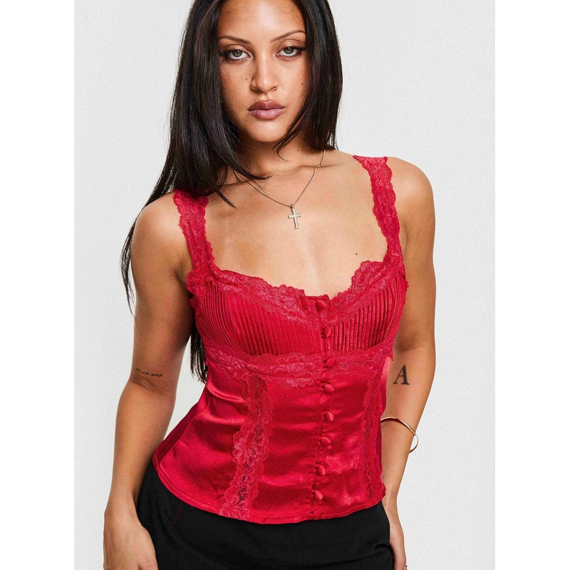 Stilling Lace Top Red