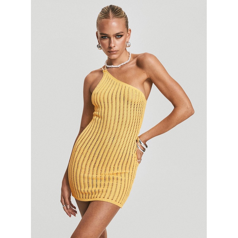Voyage Crochet Mini Dress Yellow