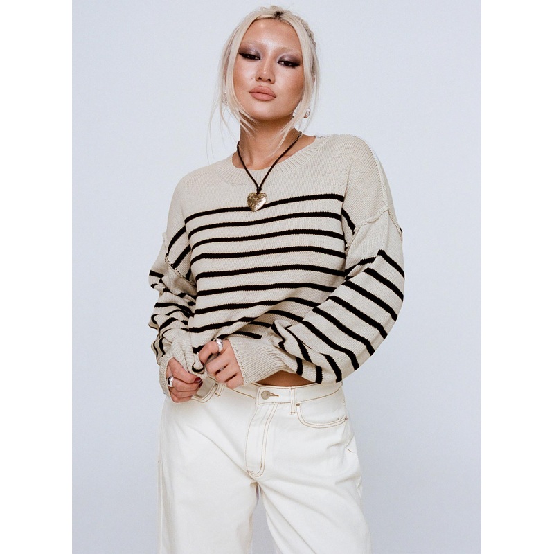 Leifers Striped Sweater Beige / Black