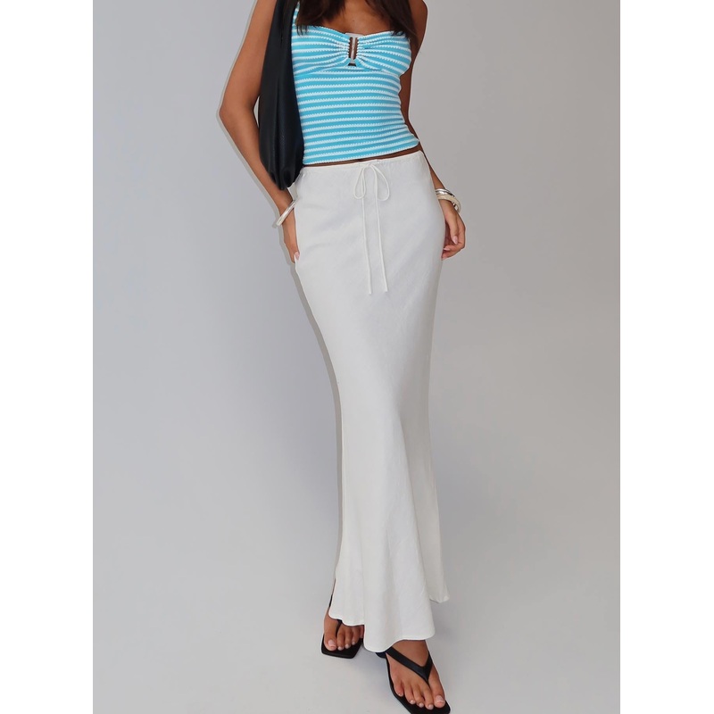 Mercer Linen Blend Maxi Skirt White