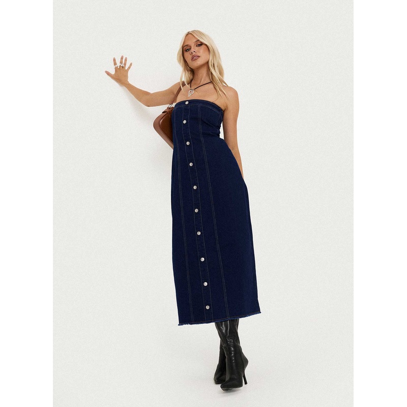 Stoltz Denim Midi Dress Blue