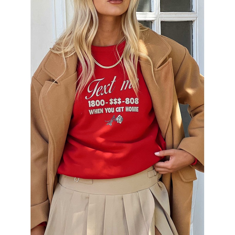 Text Me Crewneck Sweatshirt Cherry