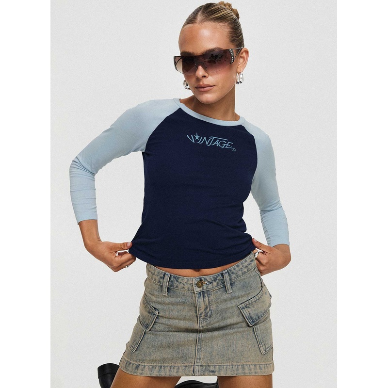 Vintage Walkering Long Sleeve Top Blue