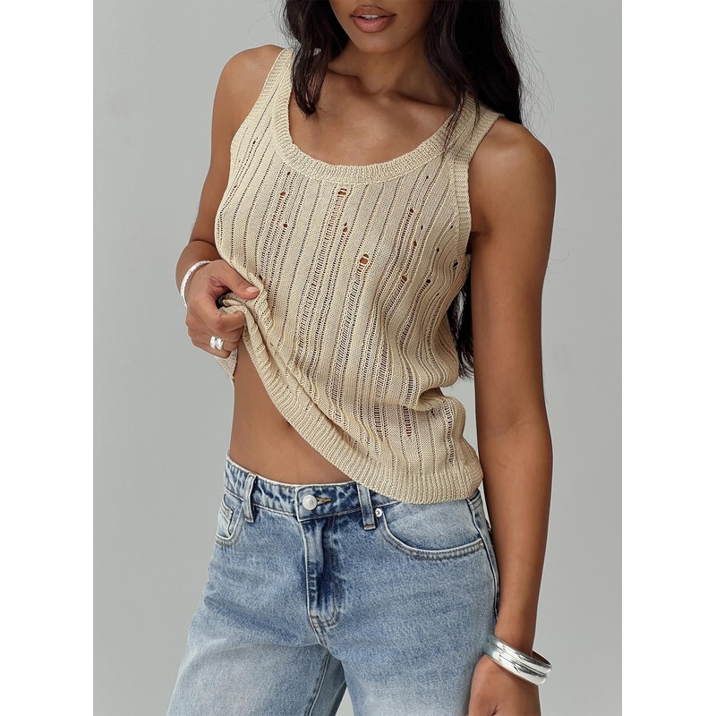 Wategoes Knit Top Beige