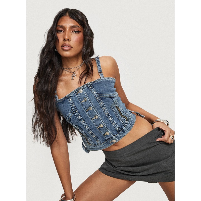 Yappa Denim Top Mid Wash