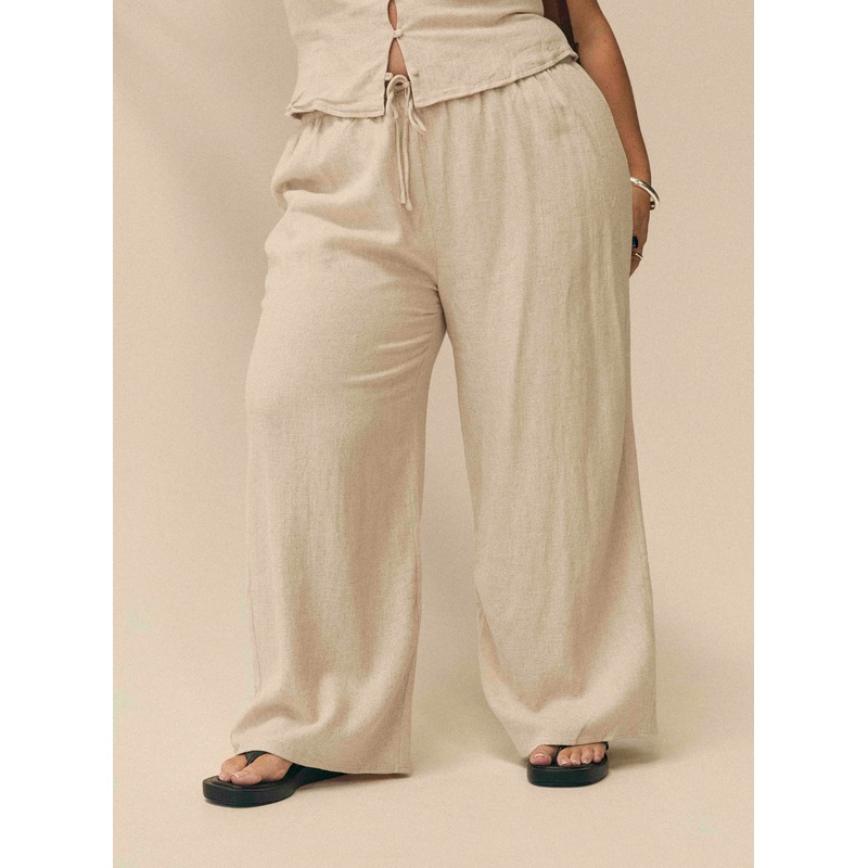 Zodiac Linen Blend Pants Beige Curve