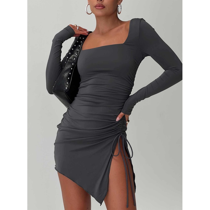 Caprani Long Sleeve Mini Dress Grey