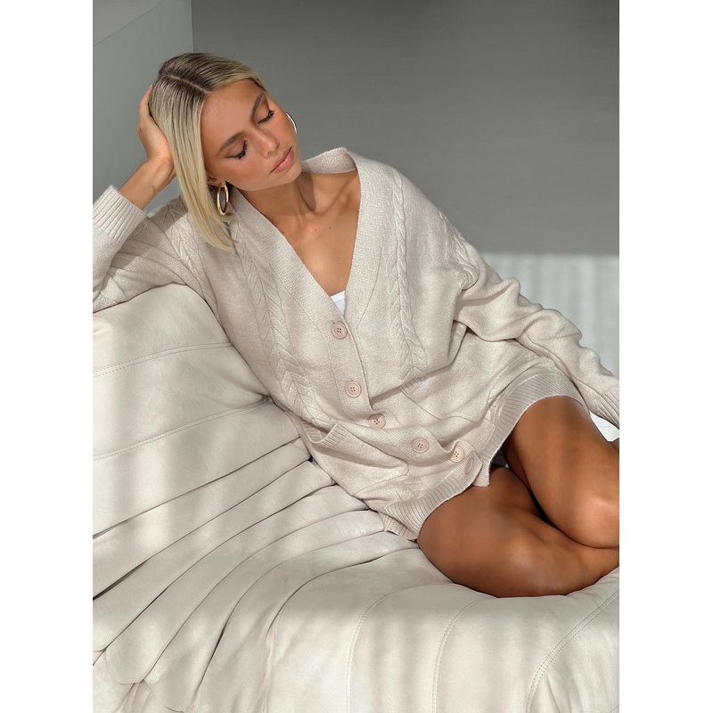 Cardi Long Sleeve Mini Dress Cream