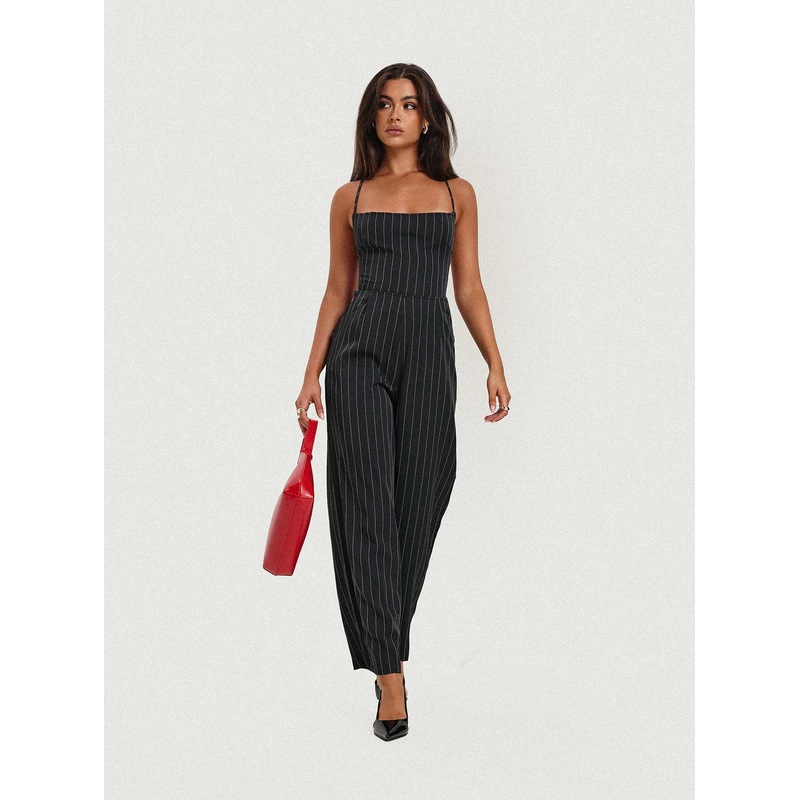 Creammy Jumpsuit Black Pinstripe