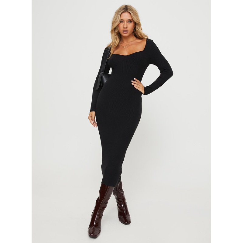 Kaseem Long Sleeve Maxi Dress Black