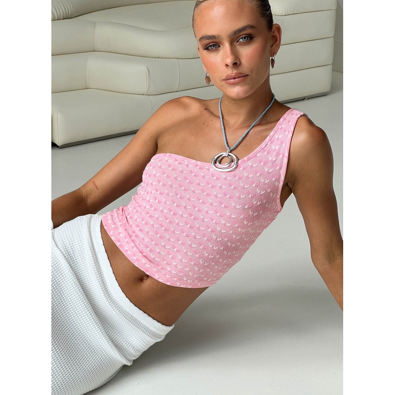 Lithay One Shoulder Top Pink