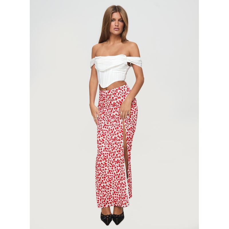 Octalie Maxi Skirt Red Floral