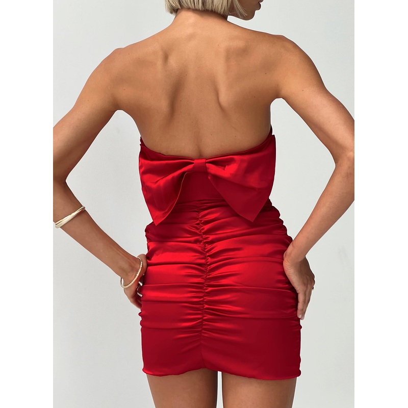 Shaila Strapless Mini Dress Red