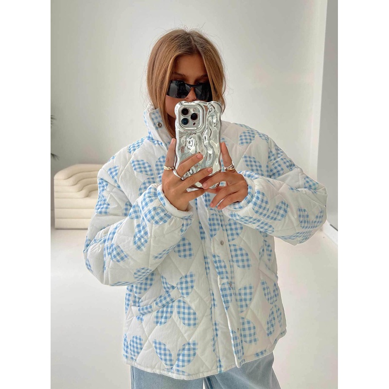 Zamir Quilted Jacket Cream / Blue
