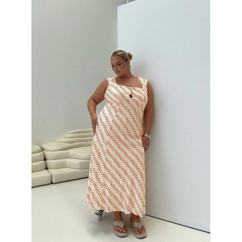 Chosen Girl Linen Blend Maxi Dress Multi Curve