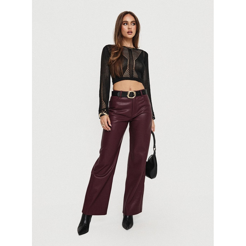 Dempsey Faux Leather Pants Deep Cherry