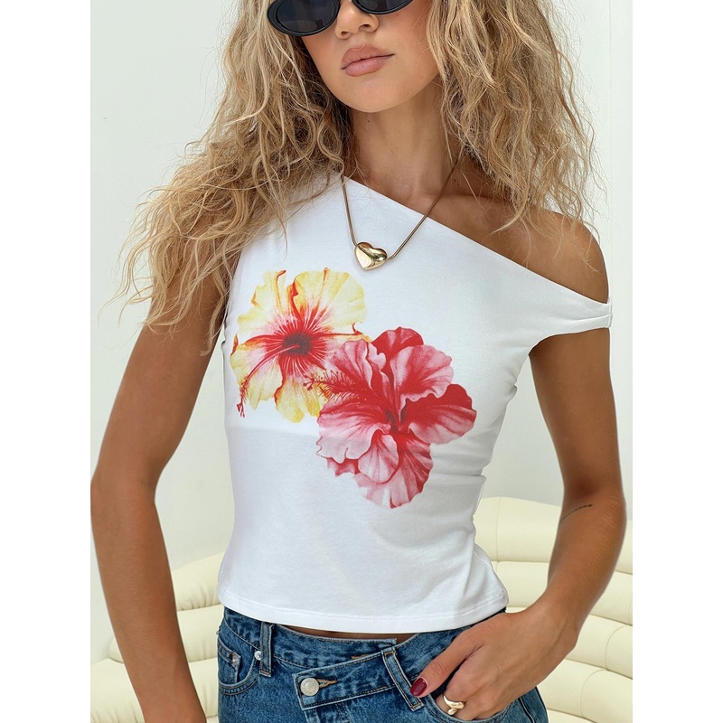 Edwardi Hibiscus Top White