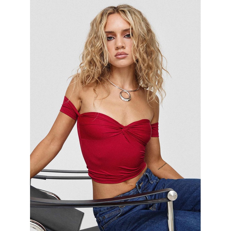 Larisha Off The Shoulder Top Red