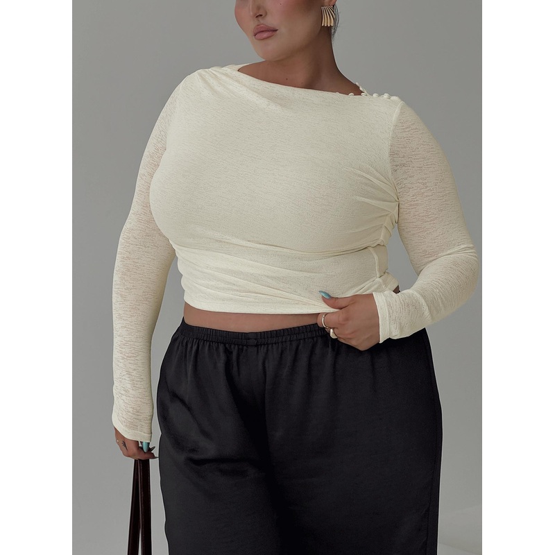 Luvinia Long Sleeve Top Cream Curve